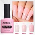 AIMEILI Soak Off UV LED Vernis à Ongles Gel Semi-Permanent Pink Gel Polish - Clear Rose Nude (022) 10ml-1