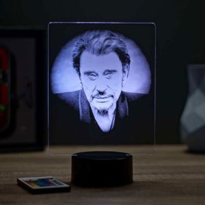 Lampe De Chevet Johnny Hallyday - Kingkado - Noir - Abat-jour Inclus - Neuf