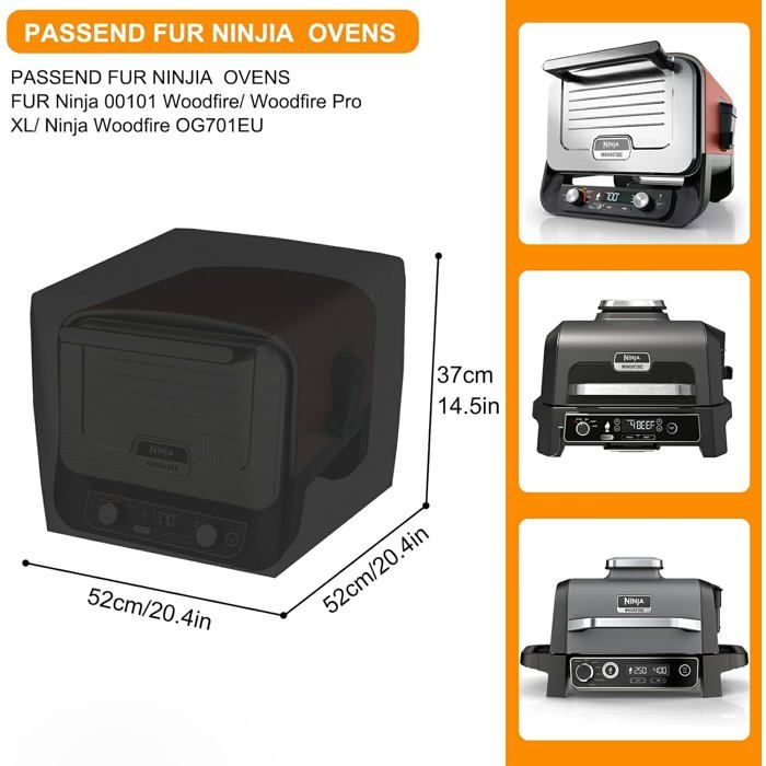 Ninja Woodfire XL Grillhoes, Niet Vervagende, Weerbestendige BBQ-hoes met Trekkoord, Officieel Accessoire, Compatibel met de Ninja Woodfire XL BBQ Grill OG850 / OG901, Zwart, XSKOGXLCVREU Ninja Woodfire XL Grillhoes, Niet Vervagende, Weerbestendige BBQ-hoes met Trekkoord, Officieel Accessoire, Compatibel met de Ninja Woodfire XL BBQ Grill OG850 / OG901, Zwart, XSKOGXLCVREU