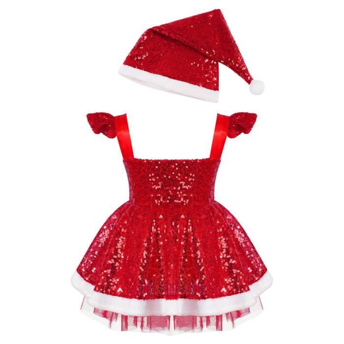Iiniim Robe de Noel Bebe Fille Enfant Paillettes Robe Ceremonie Robe Danse Patinage Mere Noel Bonnet Spectacle 3 Mois 4 Ans Rouge Cdiscount Pret a Porter