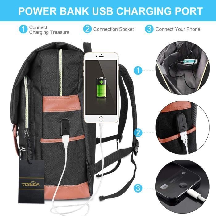 Sac a Dos Ordinateur Portable 15 Pouces Femme et Homme Puersit College pour Loisirs Scolaire Sac A Dos avec USB Port De Charge Cdiscount Bagagerie Maroquinerie