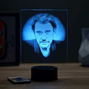Lampe Cylindrique Johnny Hallyday - Autographe - Édition STC - Moderne