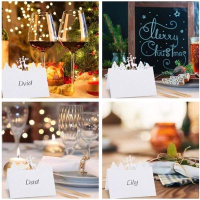 Porte Prenom Table Noel PHENOFICE Lot De 50 Cartons De Table De Noël En Papier Lot Carte Noel
