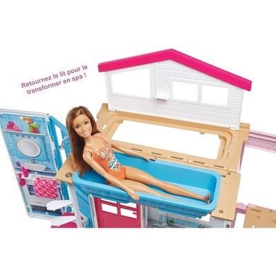 Barbie Coffret Maison De Poupée Mannequin Maison De Rêve, Design En Spirale Sur 3 Niveaux Et 10 Espaces De Vie Avec Plus De Amz B