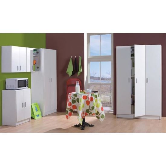 Armoire Basse En Bois De 2 Portes Blanc Dim H80 X L59 X P37