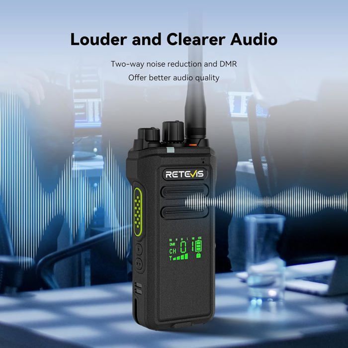 Retevis NR30D Talkie-Walkie Numérique DMR Étanche IP67 - 2800mAh, Suppression Bruit, AES256 - Lot De 1