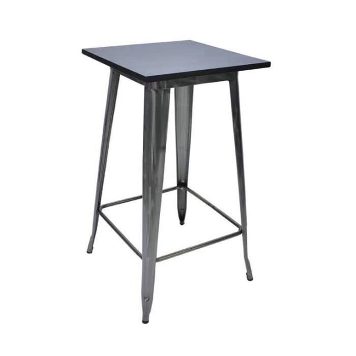 Table de bar industrielle 85 à 100 cm Hauteur réglable Dessus en bois Table de petit