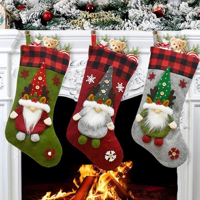 2Pcs Chaussettes De Noel Grande Chaussette De Noel Sac De Bonbons De Decoration De Pere Noel Sac Cadeau Ornements D arbre De Noel Cdiscount Maison