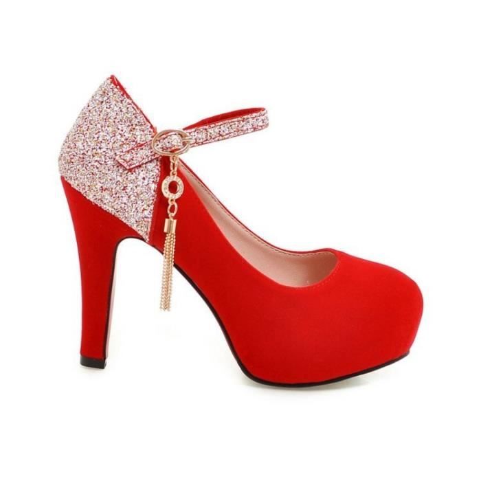 Escarpin shop rouge plateforme