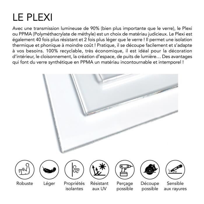 Plaque plexiglass 6 mm 30 x 70 cm (300 x 700 mm) - Cdiscount Bricolage