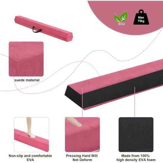Poutre D'Équilibre Gymnastique Pliable 270 Cm - Hauteur 6 Cm, Largeur 10 Cm - Pour Enfants Débutants