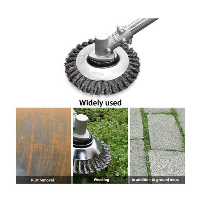 6'' Tete Brosse Debroussailleuse Kit Brosse Rotative Compatible Avec Roue En Fil D'Acier Amélioré Pour Désherbage Jardin - Jardin