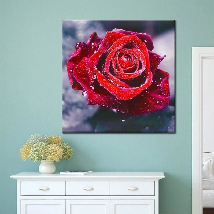 DCIDBEI 40x50CM 5D Peinture Diamant Kits Carré Square, DIY Broderie Diamant Painting Luxe Léger,Adulte Enfant Art Salon Chambre Décoration | Fleurs Rouge et Bleu