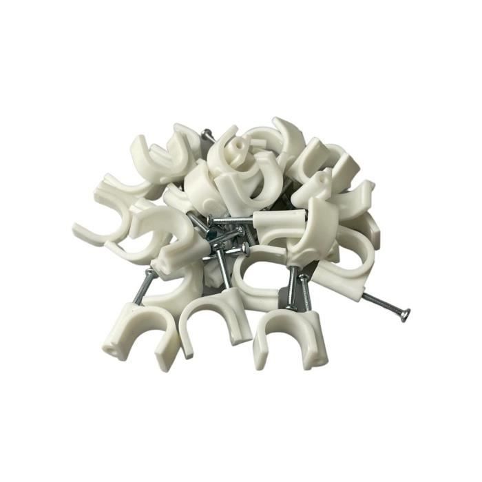 Clips De Fixation Câble Ronds Blancs/noirs 5-12mm Avec Clous - Lot De 10, 100 Ou 400 - Marque On1shelf