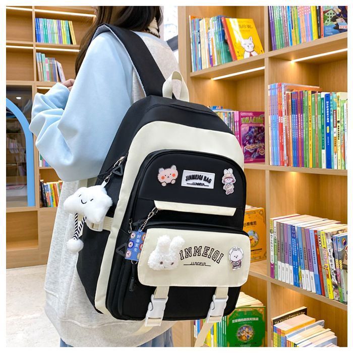 RuiDay Sac à Dos Coquette Avec Nœud - Set 3 Pièces (sac à Dos + Sac Bandoulière + Pochette) - Style Kawaii Pour école, Voyage