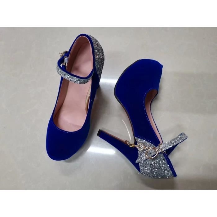 Escarpins classiques A talons hauts pour femmes chaussures A tete plateforme pour robe de mariage bleu hongfengya mode Achat Vente Escarpins classiques A talons hauts pour femmes chaussures A