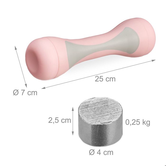 Haltères Modulables 1-2kg - Lot De 2 Avec Poids Amovibles - Revêtement Caoutchouté Rose - Relaxdays Fitness