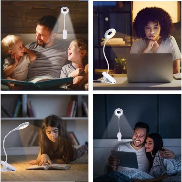 Lampe De Lecture Pour Livre, Rechargeable Lampe Liseuse, 6 Niveaux De
