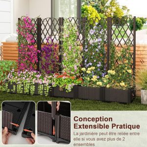 Domigard Jardinière Extérieur Grande Taille 129x124 Cm – Bac Potager 174L Avec Treillis – Pour Tomates, Plantes Grimpantes