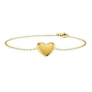 Bracelet Plaqué Or Maille Forçat Avec Cœur Zirconium 6mm - Neuf Avec Étiquettes