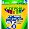 Feutres effaçables à sec - Crayola - 8 couleurs - Sans alcool ni odeur-0