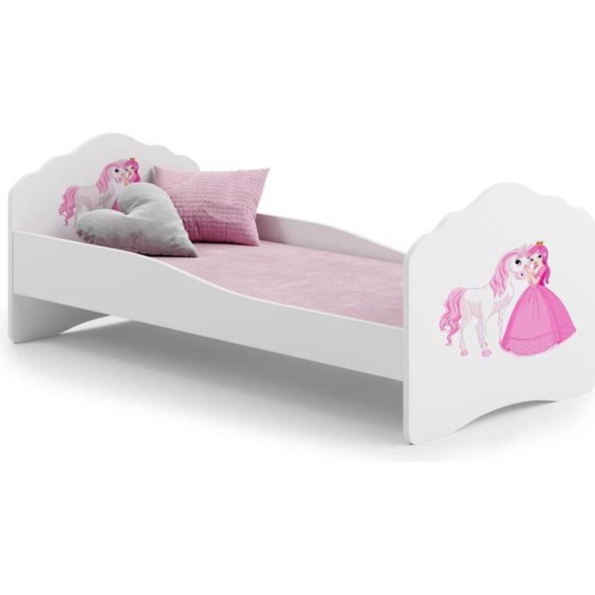 Lit Enfant Princesse Avec Le Cheval 160x80cm Sommier Matelas Cdiscount Maison