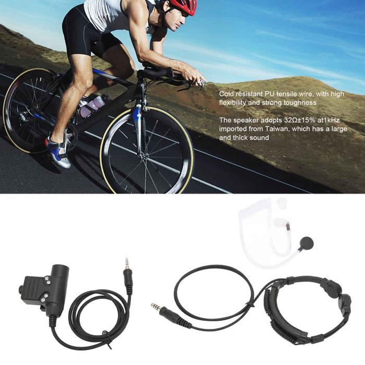Elprico U94 PTT System - Adaptateur Militaire Casque 2 Broches 3,5mm Pour Talkies-Walkies