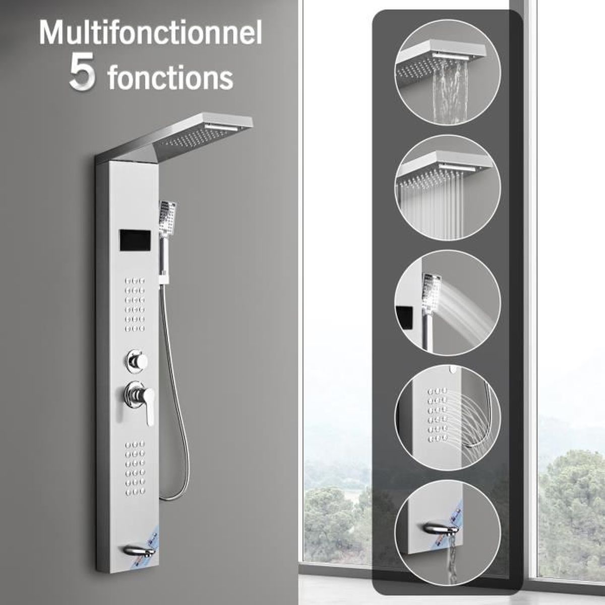 Colonne De Douche Thermostatique Hydromassante Inox Panneau De Douche