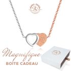 Joli Collier Coeurs Baigné dans l'OR Jaune et Blanc. Cadeau femme original. Coffret cadeau femme offert. Marque 2SPLENDID®