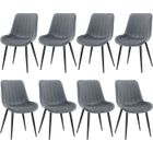 WAFTING Lot de 8 Chaises de Salle à Manger avec Assise et Dossier Tapissés en Velours, Pieds en Métal Robustes,Gris Foncé