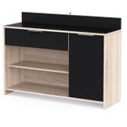 DEMEYERE Buffet de cuisine - Décor chêne brut et noir - Contemporain - 1 porte - MIKE - L 123 cm