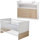 Chambre Bébé Duo Gabriella - Lit Évolutif 70x140 + Commode à Langer - Bicolore - ROBA