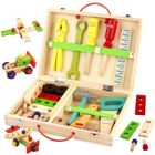 Boîte à outils en bois pour enfants - SPECOOL - 34 pièces - Couleurs vives - Léger et portable