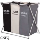 CNFQ Grand Panier à Linge Pliable 3 Compartiments avec poignée pour Salle de Bain Corbeilles à linge