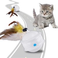 ACELIFE Jouet chat d'intérieur interactif balle rotative automatique à 360 °,6 modes de vitesse avec lumière LED, balle à charge