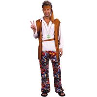 Déguisement hippie homme - MARQUE - Chemise, pantalon, ceinture et bandeau - Jaune - Intérieur - Adulte