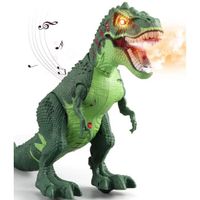 Dinosaure Électrique Robot avec Effet de fumée, lumières et Sons pour Enfants-VERT