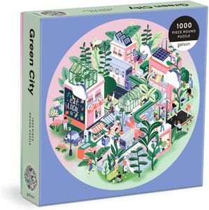PUZZLE Green City Round Jigsaw Puzzle, Multicoloured, 100