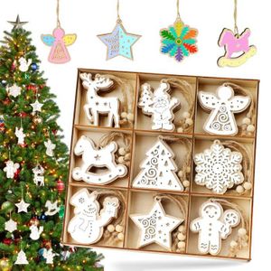 30 Décorations De Noël En Bois à Suspendre - Boules Rondes Avec Ficelle, Motifs Variés, à Personnaliser (crèche, Sapin…) - 10
