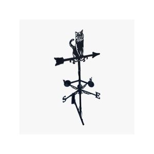 Girouette Chat En Fer Forgé Avec Arabesques - Décoration Toit Ou Pignon, Points Cardinaux Français