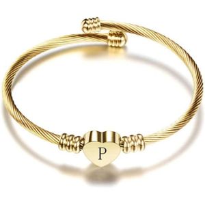 BRACELET - GOURMETTE Bracelet Manchette Avec Initiale En Anglais - Cadeau Pour Femme, Fille, Fille, Sœur, Maman, Épouse, Famille, Petite-Fille, P[n1387]