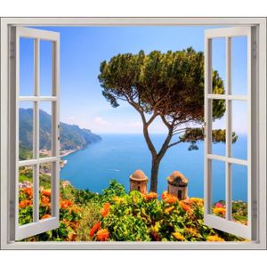 Images sur toile encadré 160 x 90 cm fenetre ocean pret a accrocher