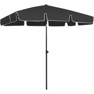 PARASOL Parasol de Plage Inclinable - Noir - 200x125 cm