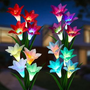 BALISE - BORNE SOLAIRE  Lampes solaires d'extérieur avec 4 fleurs de lys, 