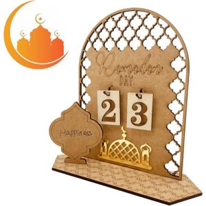 Calendrier de l'Avent du Ramadan, Calendrier de l'Avent réutilisable en  bois avec 30 tiroirs, décoration de l'Aïd Moubarak, R