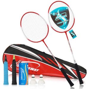 KIT BADMINTON 2pcs badminton rackets fer durable en alliage de badminton sacs à main adapté à la famille formation sports de plein air de remise