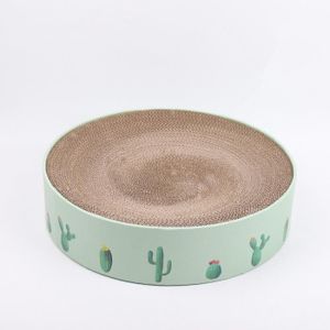 NICHE Jouet,Niche pour chat en forme de bol,motif cactus en papier ondulé,planche pour chat,jouet incurvé pour animaux de - Green -36cm