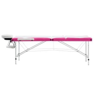 TABLE DE MASSAGE - TABLE DE SOIN YOS-7029241684223Table de massage pliable 3 zones Aluminium Blanc et rose