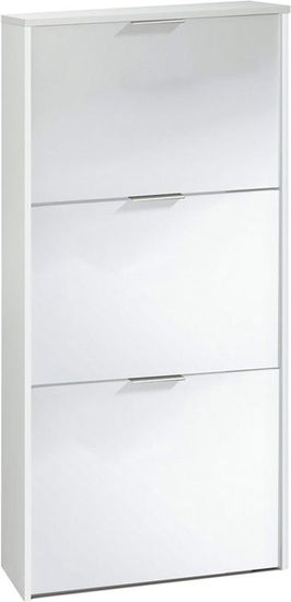 Habitdesign Étagère à Chaussures 3 Portes Blanc Brillant Et Chêne - 18 Paires Capacité 60x113x22cm