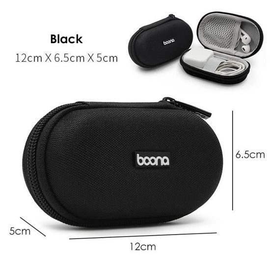 Ovale-Noir--Sac de rangement pour Gadgets numériques, Mini coque rigide  Portable, sac de rangement en cuir ar